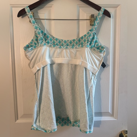 NWT COCO REEF 34D Siren Aura Ruffle Underwire Tankini Top Blue Green Geometric - Picture 12 of 15